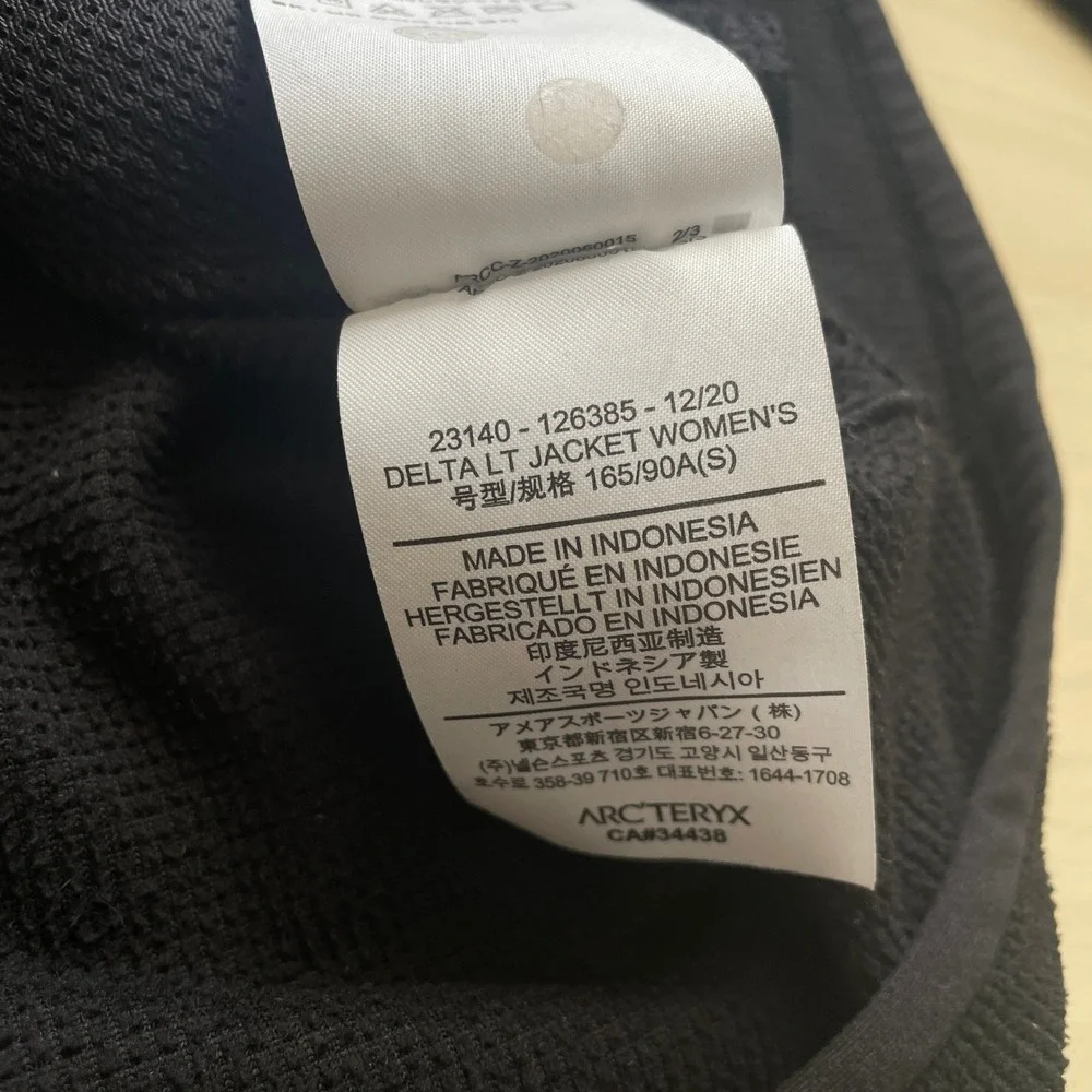 Arcteryx Women's Delta LT Jacket Zip Neck Pullover Black Waffle Grid Size Small - Picture 12 of 16